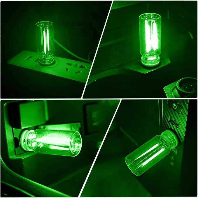 2PCS USB Lights for Car, Touch Dimmable Retro Car Lamp Interior LED Ambient Lighting, Portable Mini Glass Bottle LED Bulb Night Light for Vehicle Bedroom Hallway Camping Holiday Decoration (Green)