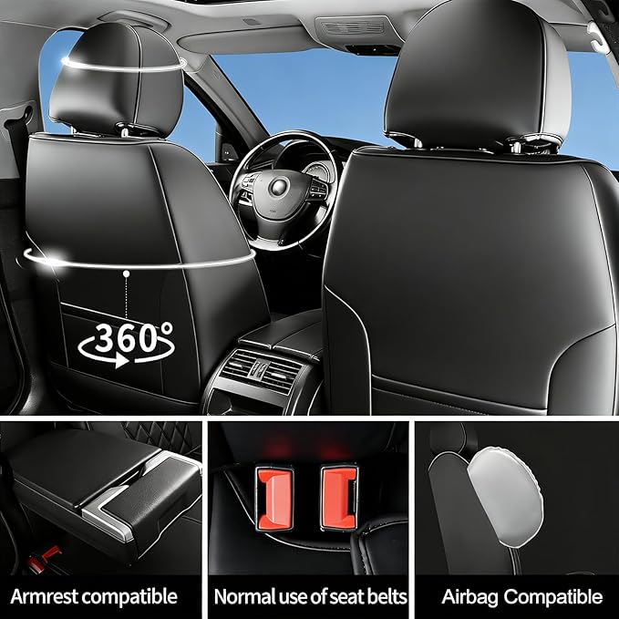 Fit TL Car Seat Covers for Acura TL 2004-2014 - Premium Leather, Waterproof, All-Weather, Airbag Compatible, Anti-Slip, Breathable, Easy Install, Seat Protectors, Full Set, Redline