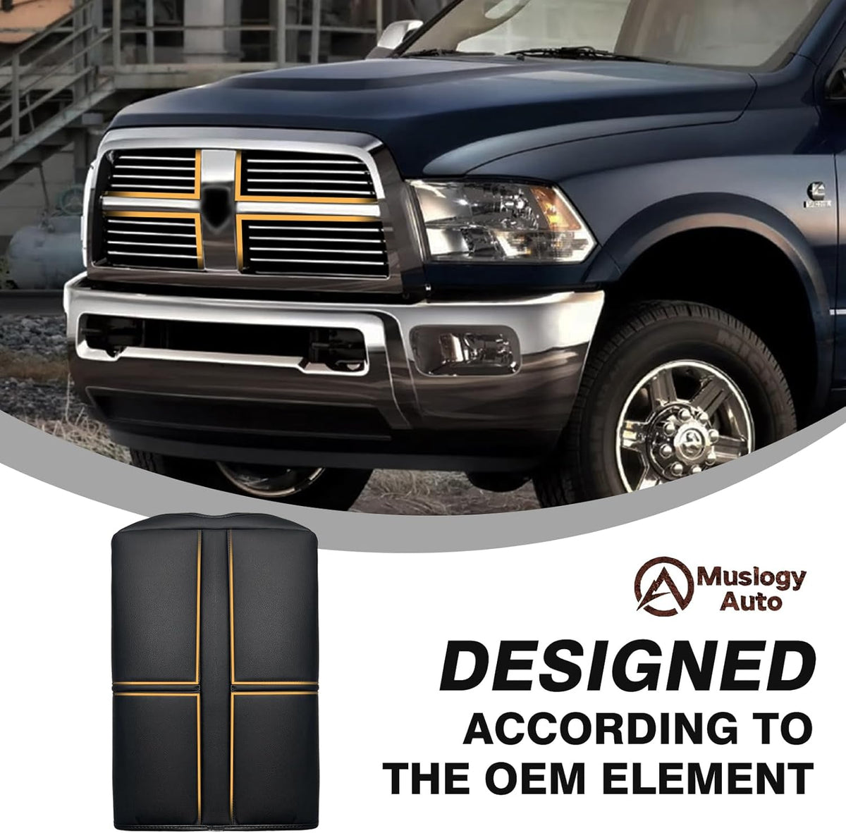 Muslogy Center Console Armrest Cover Compatible with Dodge Ram1500/2500/3500 2002-2012 Comfort Armrest Pad Arm Rest Cushion Vegan Leather Protector Regular Thick(Jump Seat ONLY)