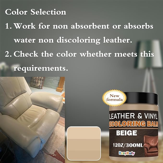 Beige Leather Repair Kit Furniture Vinyl Car Interior Steering Wheel Car Seats Color Restorer Cream Leather Recoloring Balm Fade Better Couch Conditioner Scratch Stain Remover Dye Paint Sofa Fabric