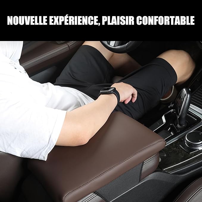Car Armrest Cover Pad for BMW 3 Series 340i 330d 330i 320i 2000-2025 Premium Leather Center Console Armrest Cushion Pad Anti-Scratch Waterproof Auto Interior Accessories Dark Brown