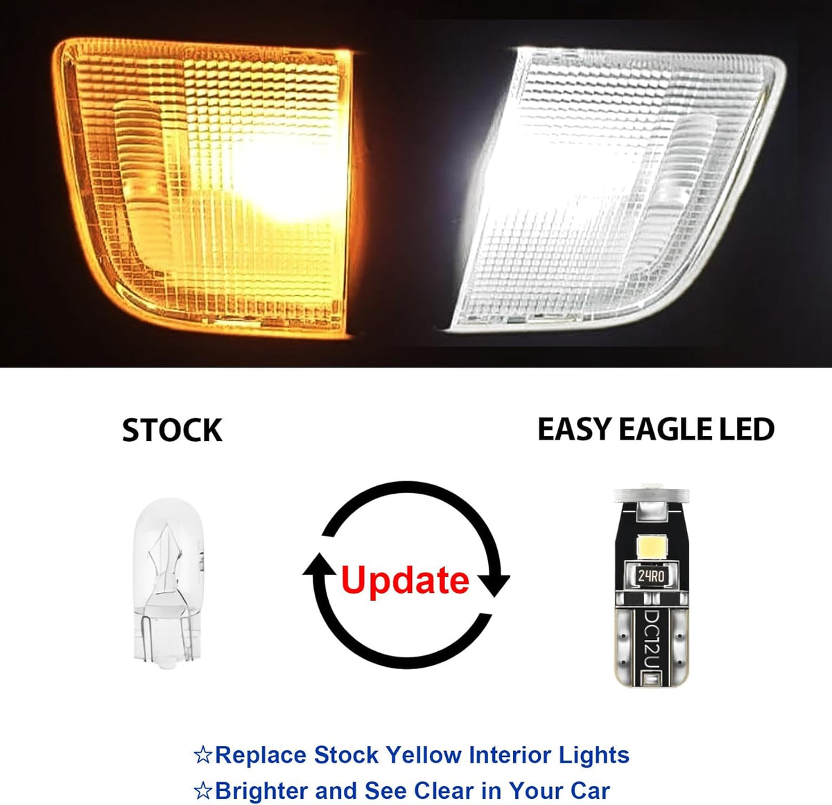 EASY EAGLE LED Interior Car Lights for Toyota-Prius-2004-2009: 11 Piece Kit White LED Light Bulbs - Super Bright 6000K + Install Tool