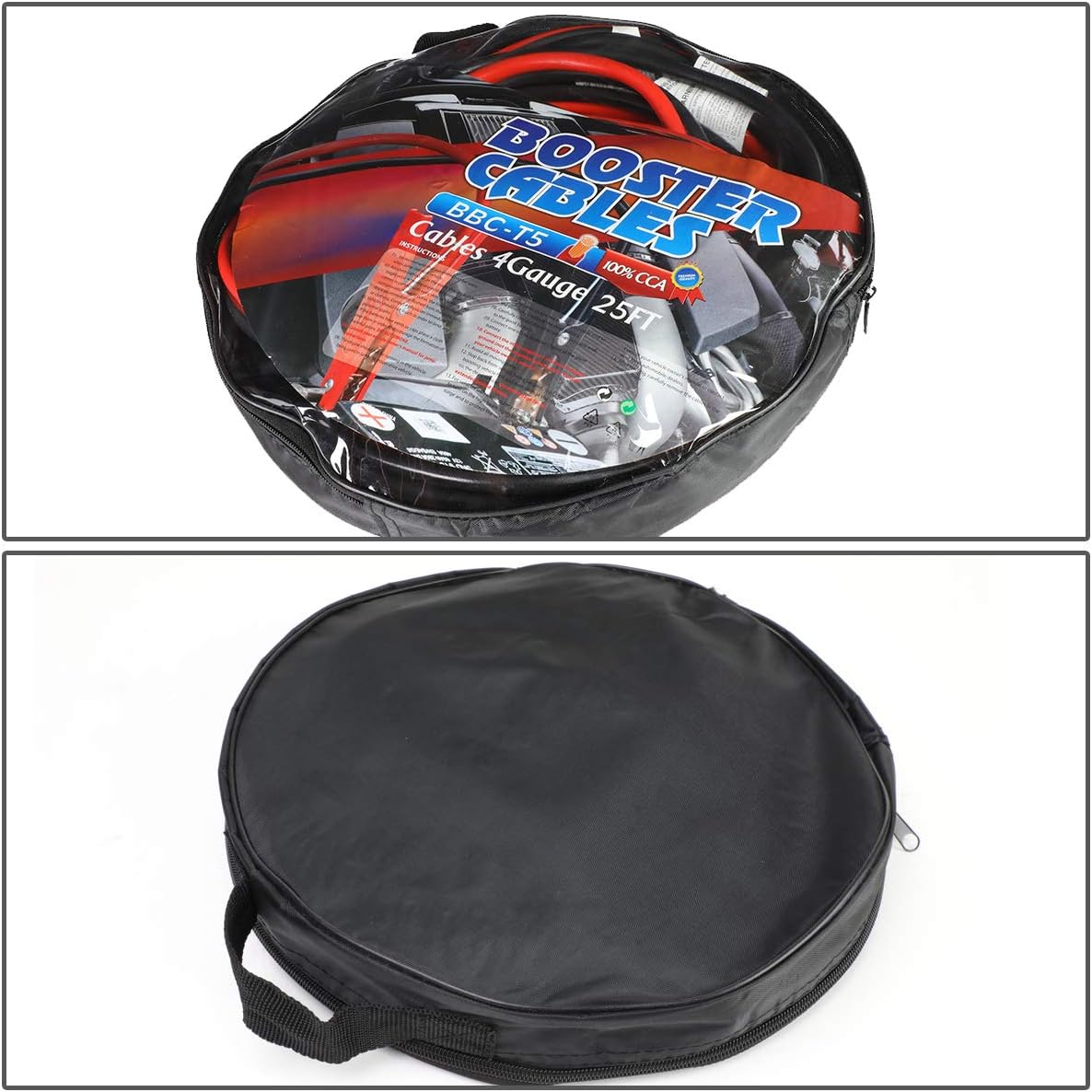 Auto Dynasty Heavy Duty 25 Feet 4 Gauge Booster Cable Power Jumper 500 AMP Emergency Battery Start Car/Motorcycle