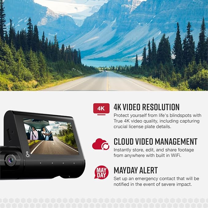 Cobra SC 250R Smart Dual View Front and Rear Dash Cam + Cobra Full HD (1080P) Cabin-View Accessory Camera (FV-CV2)