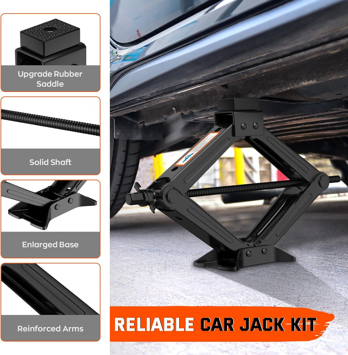 Universal Car Jack Kit Scissor Jack for Car 2 Ton Spare Tire Changing Kit,Portable Tire Jack Repair Kit with Lug Wrench,Car Lifting Jack for Auto/SUV/MPV