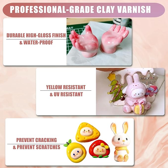 120ml Clear Varnish for Air Dry Clay, Gloss Finish Clear Glaze for Pottery , Ceramics, Oil Painting, Wood, Colourless Scratch Resistant Sealant Varnish (120x 1Pack)