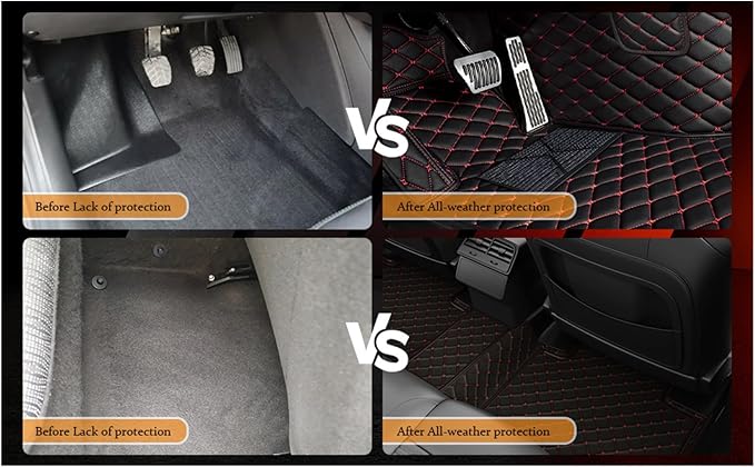 Yaruicar Custom Personalized Floor Mats for Cars Luxury Full Coverage All Car Floor Mats Anti-Slip Leather Car Mat Set Trucks & SUVs Trucks Automotive Floor Mats Liners (3D-Black Blue)