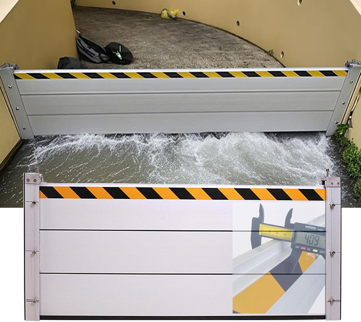 Reusable Heavy Duty Aluminum Flood Barriers for Home Exterior, Flood Protection Barriers Water Barrier Door Quick Detachable Garage Doors Detachable Mobile Rain Water Baffle (H 7.9 inch L 17.5FT)