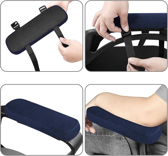 MOSISO Chair Armrest Pads (2 Pack), Memory Foam Home/Office Chair Arm Rest Covers Comfy Computer Gaming Elbow Cushion Removable Washable Elbow Support Forearm Pressure Relief, Purplish Blue