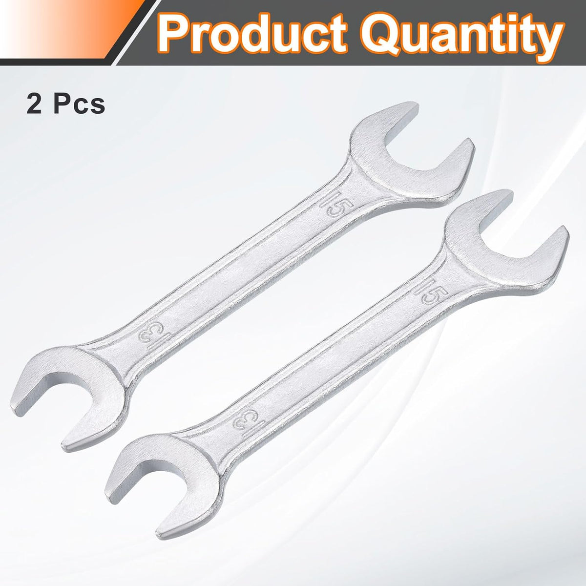 HARFINGTON 2pcs Double Open End Wrench 13mm x 15mm Metric 15 Degree Offset Angle Small Flat Head Wrench Galvanizing Open Ended Spanner for Automotive Repair Furniture Assembly