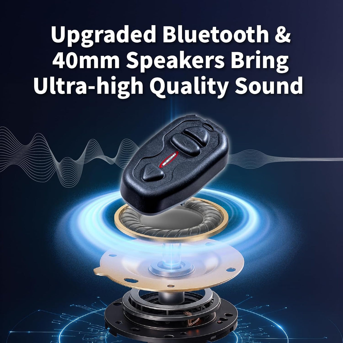 Salut Motorcycle Bluetooth Intercom Headset - Helmet Communication System, Waterproof Speaker, Voice Comm Earbuds, Helmet Headphone, Noise Cancellation(Single Black)