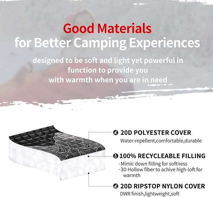 zzlamb Camping Blanket for Cold Weather,Outdoor Puffy Blanket Portable Down Alternative,Windproof Warm Cloak with Snaps,Cozy Quilt Backpacking Picnic RV Travel Plane Car Hammock Beach Climbing