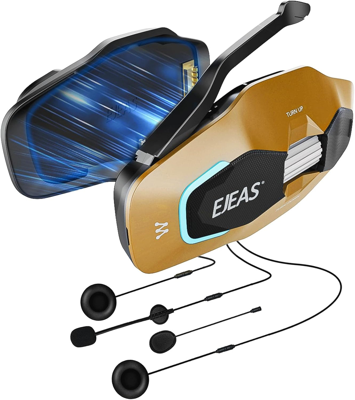 SolaMr X10 Motorcycle Helmet Bluetooth Headset Speakers Headphone, Ski Helmet Intercom Integrated Mesh Communication System Support 10 Riders with Bluetooth 5.1, Noise Cancellation, Yellow