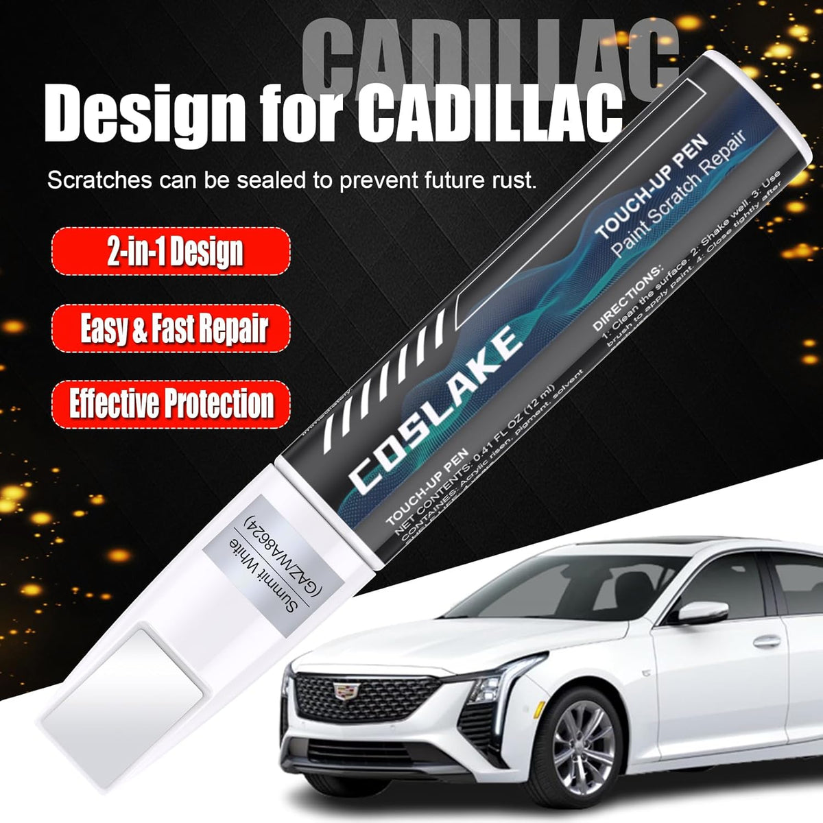Car Touch Up Paint(Opulent Blue Metallic(GTR/WA705U)) for Cadillac, Car Paint Scratch Repair Kit, Quick & Easy Solution to Repair, 2 in 1 Scratch Remover Pen with Disposable Micro Applicators