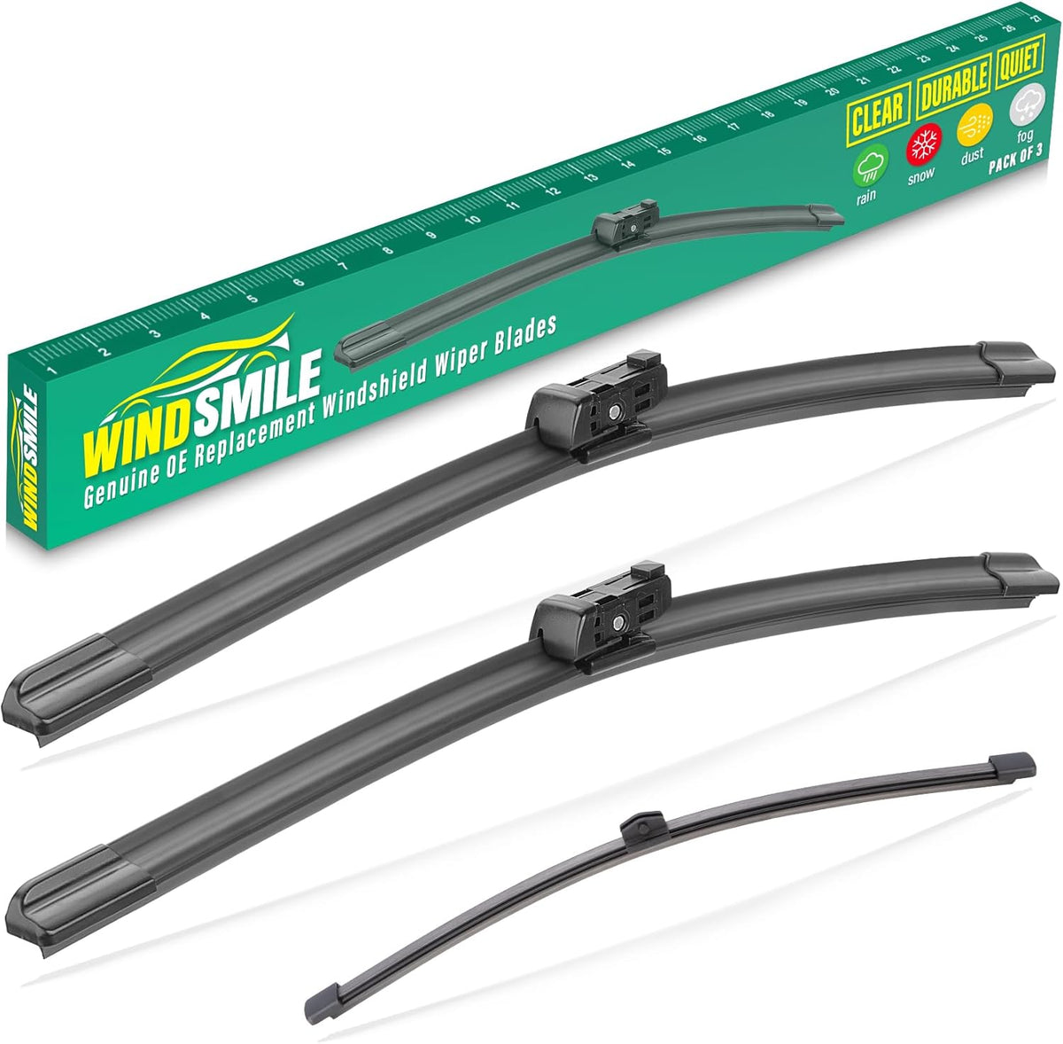 24" 20" 13" Windshield Wiper Blades Replacement for 2019-2024 Audi Q3 / 2009-2017 Audi Q5 SQ5 / 2017-2024 Porsche Panamera Premium All Weather Front Rear Wipers Set - OEM Quality (Pack of 3)