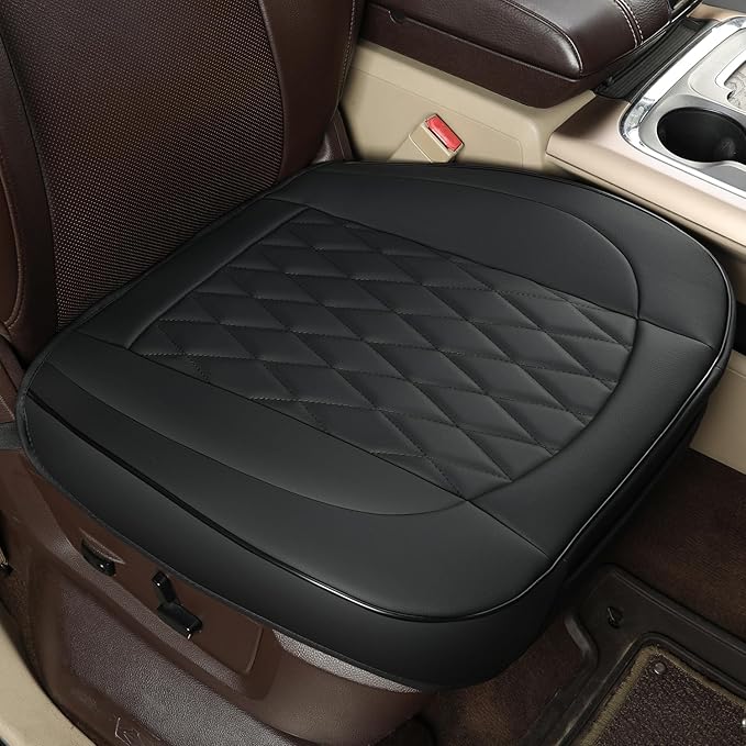 GIANT PANDA Bottom Seat Cover for Trucks&SUV, Front PU Leather Driver Seat Protector Fit for Chevy,Ram,Toyota,GMC,Ford F150 F-Series (Black-2PCS)