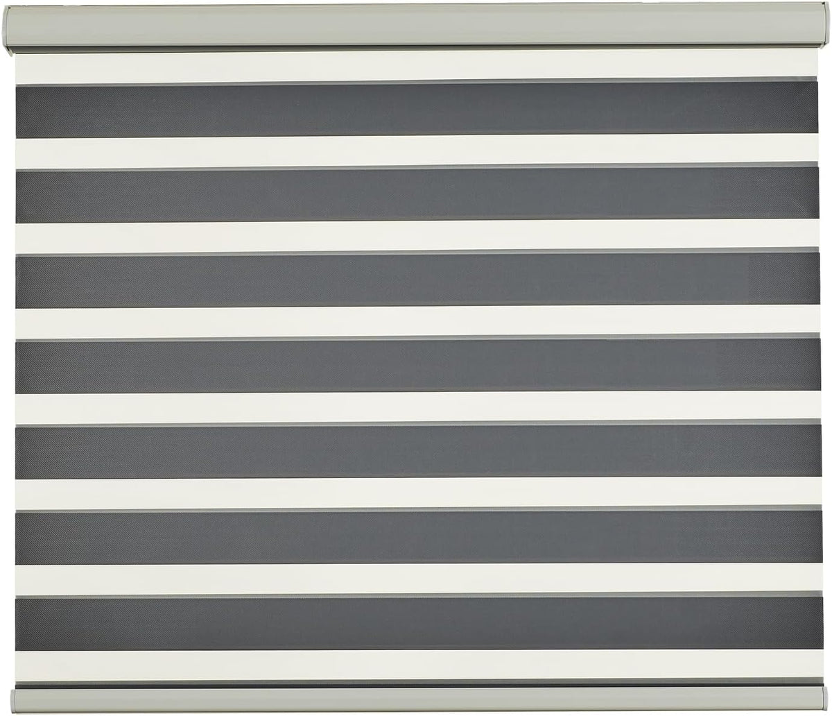 Persilux Cordless Zebra Blinds for Indoor Windows, Free-Stop Cordless, Light Filtering Sheer Shades Dual Layer for Day and Night, Roller Shades for Home (34.25" W X 64" H, Grey)