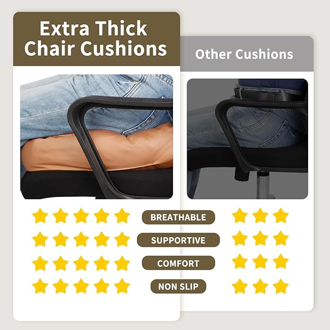 6 inch Extra Thick Seat Cushion, Technology Leather Chair Cushions for Office, Adult Booster Seat with Waterproof and Breathable, Suit for Car Seat, Desk Chair, 18 x 16 x 6 inch, Brown