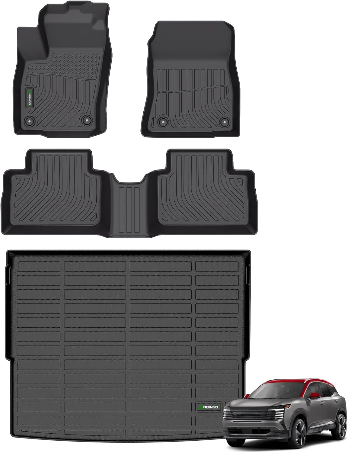 ANBINGO®-Floor Mats & Cargo Liner for Nissan Kicks 2025 2026 SR/SV (Only fit Upper Cargo Deck) All Weather Protection TPE Full Set Floor Mats for 2025 2026 Nissan Kicks Accessories