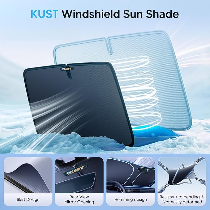 KUST Windshield Sun Shade for Cadillac Escalade Accessories 2021-2025 2026 Window Sunshade Sun Visor Protector Foldable Blocks UV Rays Keep Your Car Cooler
