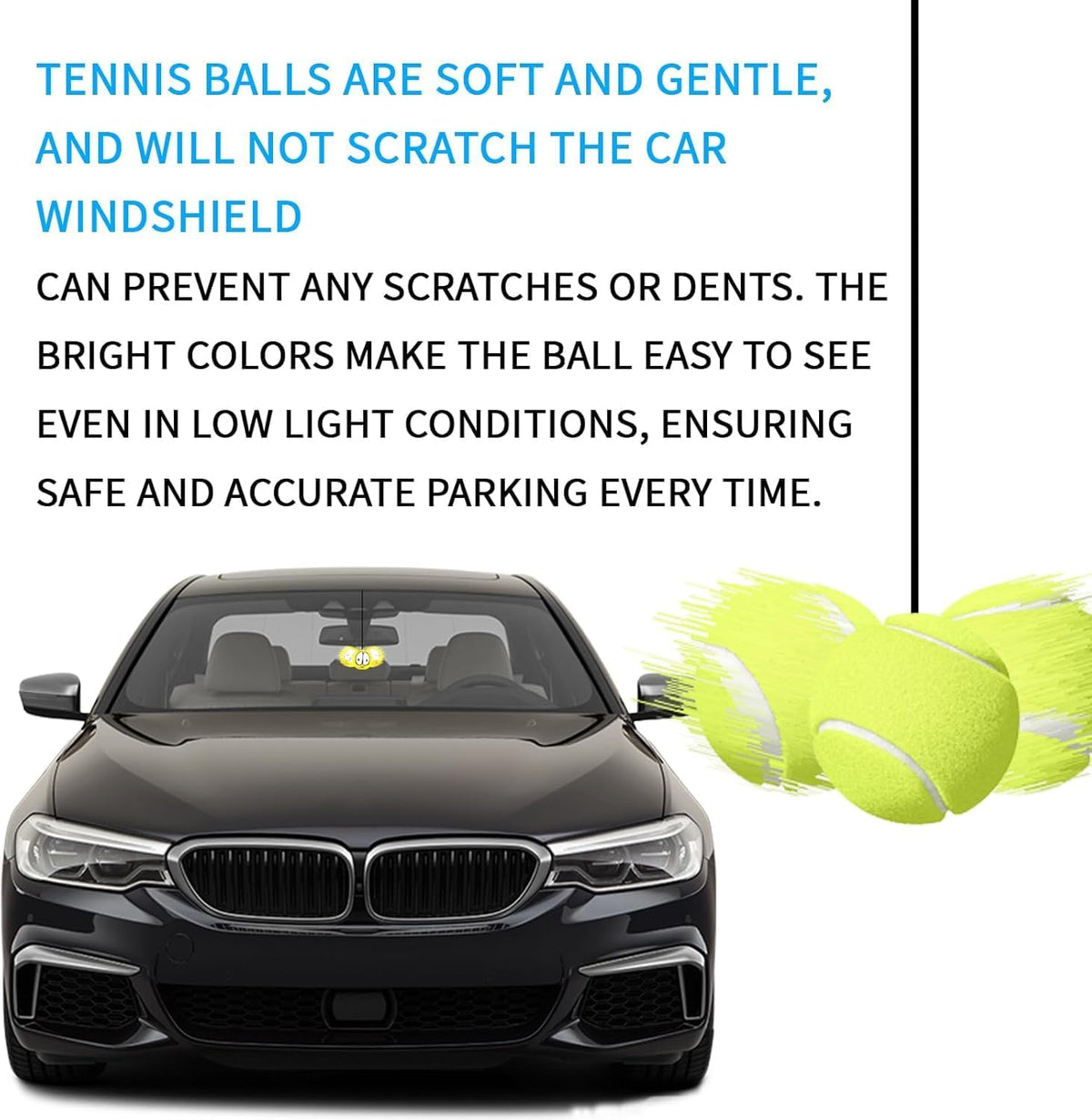 2PC Garage Parking Assistance Tennis Balls, Garage Car Stop Indicator, Garage Tennis Ball Parking Aid, Suitable for Parking aids for Home Garage. (Tennis)