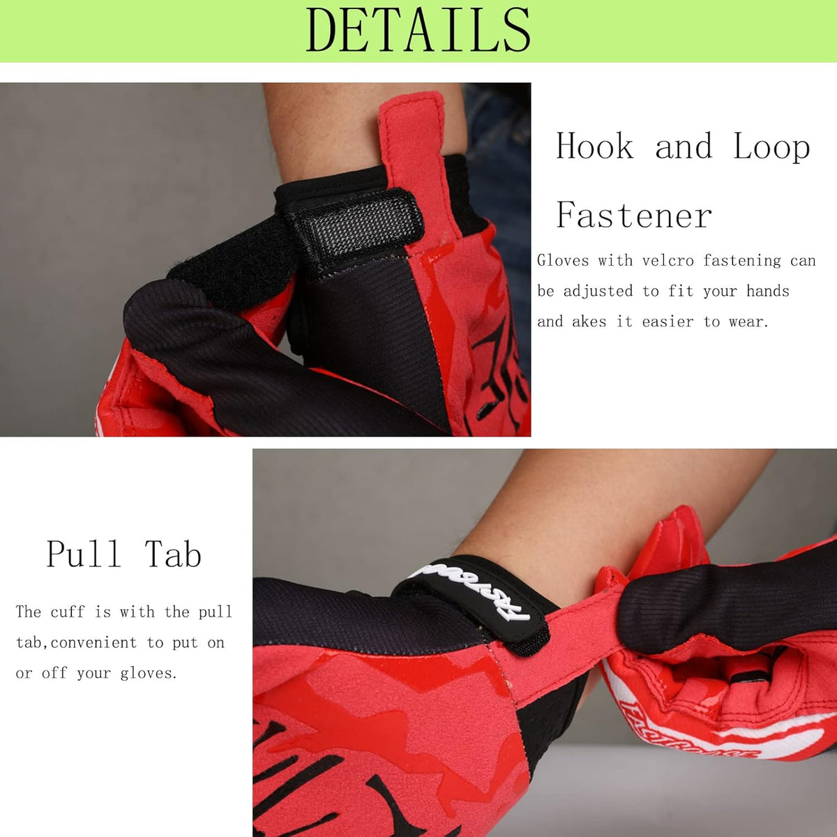 Dirt Bike Motorcycle Gloves - Motocross, Motorbike & ATV Off Road Racing Sports Cycling Gloves