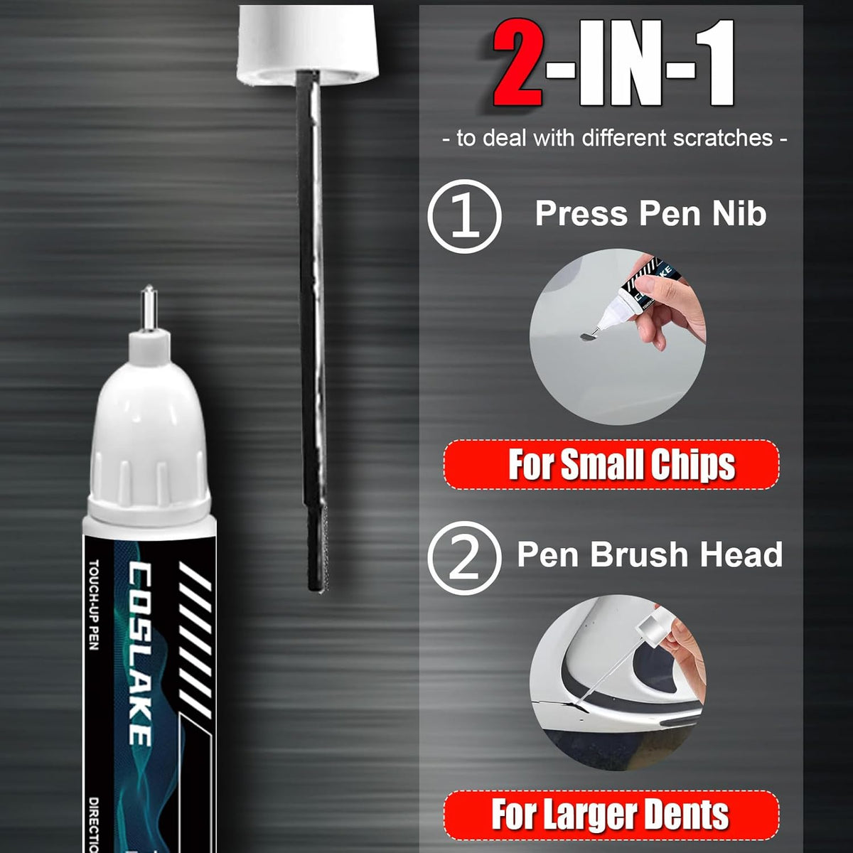 Car Touch Up Paint(Diamond Black Crystal(PXJ/KXJ)) for Chrysler, Car Paint Scratch Repair Kit, Quick & Easy Solution to Repair, 2 in 1 Scratch Remover Pen with 2PCS Disposable Micro Applicators