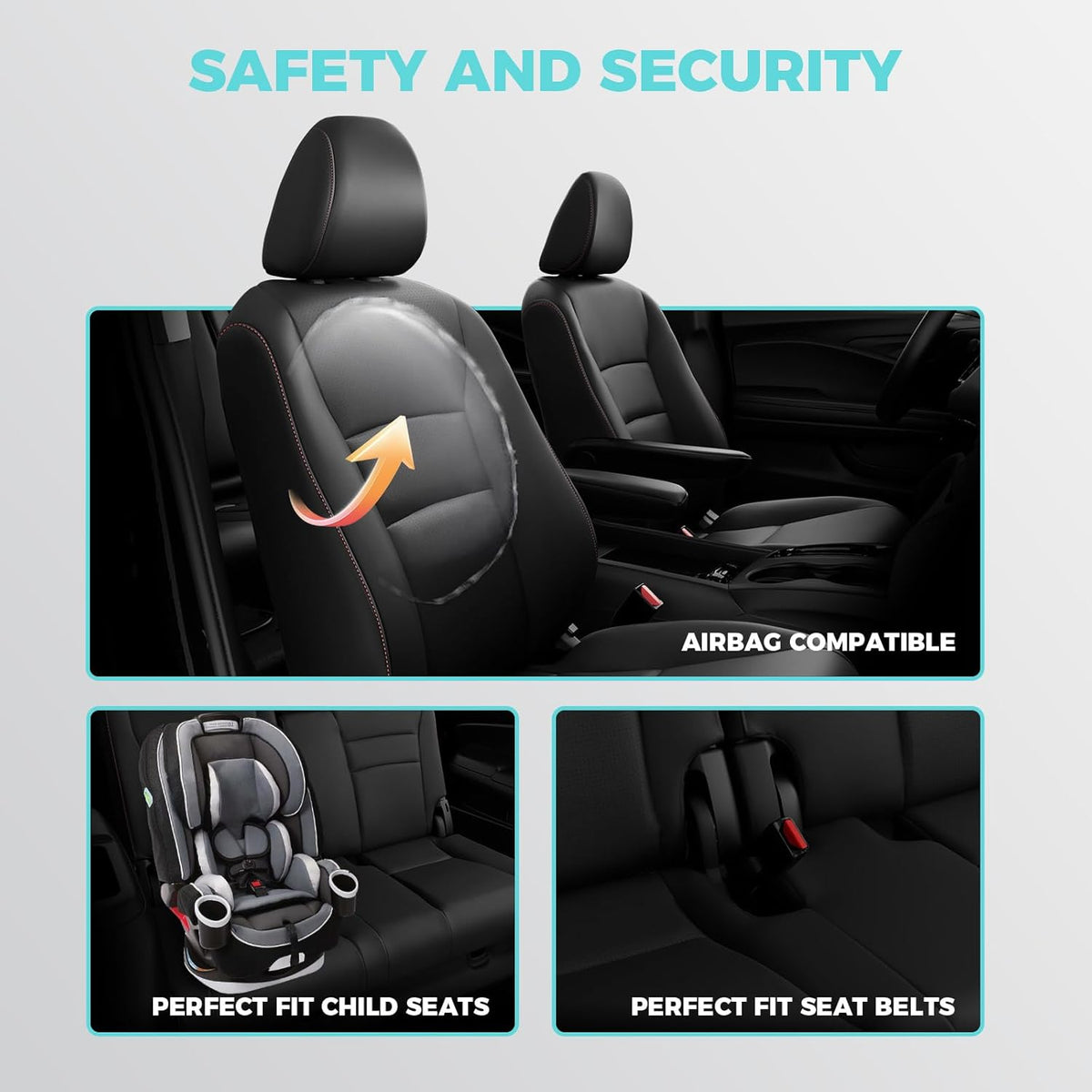 for Honda Pilot Seat Covers, Full Set Custom Car Seat Protectors Fit Pilot EX-L, Special Edition, Touring, Sport 2016 2017 2018 2019 2020 2021 2022 - 8 Seats, Full Coverage Waterproof, Black Red