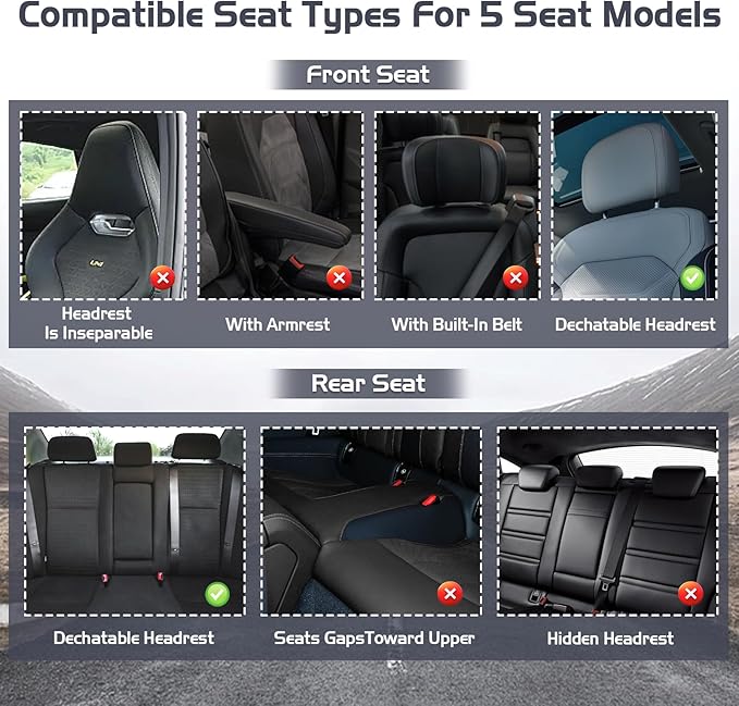 Truck Seat Covers for GMC Sierra 1500 2007-2026, Waterproof Premium Leather Full Coverage Car Seat Cover, Muscle Sport Style Auto Interior Seat Cover Sets (Full Set/Black Red)