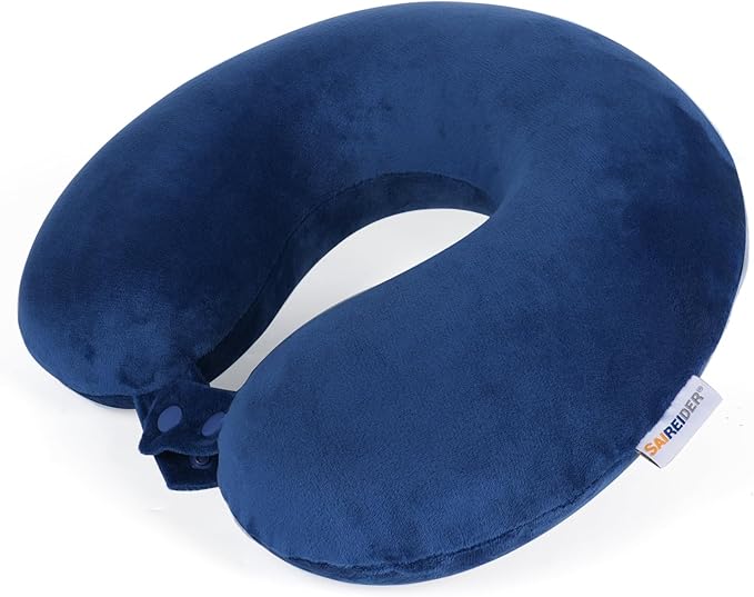 SAIREIDER Neck Pillows for Travel-Head Neck Support Travel Pillow for Traveling, Car, Home, Office Adjustable(Navy Blue)