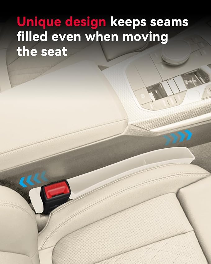 Car Seat Gap Filler, Seat Gap Organizer with Phone Holder, Car Seat Accessories, Car Organizer Fit SUV Truck-2PCS White