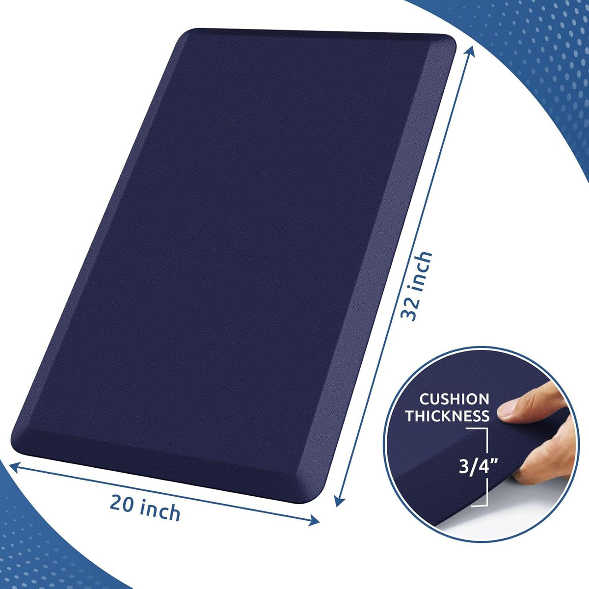 KitchenClouds Kitchen Mat Cushioned Anti Fatigue Rug 20"x32" Waterproof, Non Slip, Standing and Comfort Desk/Floor Mats for House Sink Office (Blue)