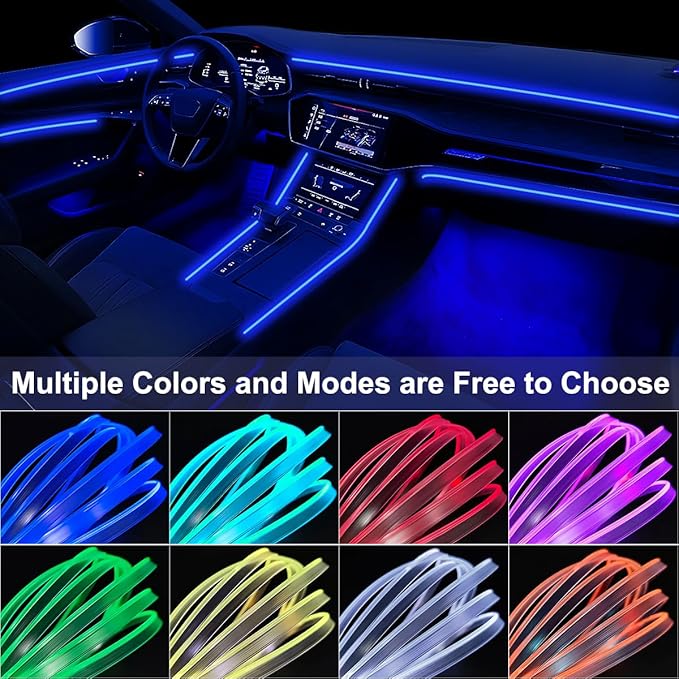 Interior Car LED Strip Lights APP Control, 5 in 1 RGB 16 Million Colors Ambient Lighting Kit with 236 inches Fiber Optic, Music Mode Inside Car Lighting Decorations