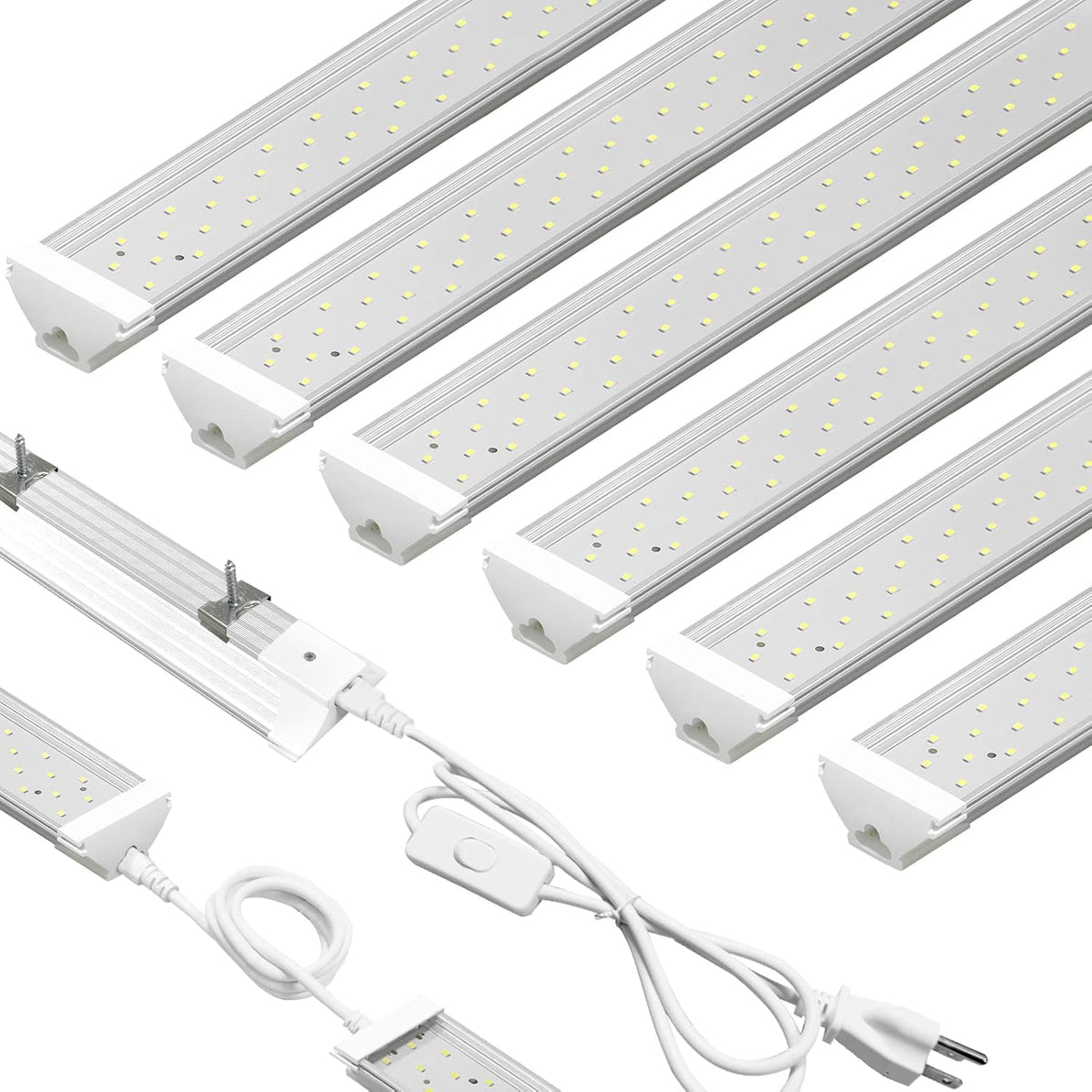 6 Pack LED Shop Light 2FT 30W, 4350LM 5000K Utility Garage Lights, Linkable Daylight White Ceiling Light Fixture, LED Tube Light, Under Cabinet Light