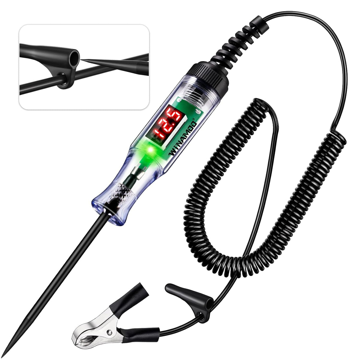 Automotive Test Light with 3-48V LED Digital Voltage Display, Auto Circuit Tester with Voltmeter & Dual Color Polarity Indicate, Electric Test Pen w/Stainless Probe for Car/Truck/SUV Checker