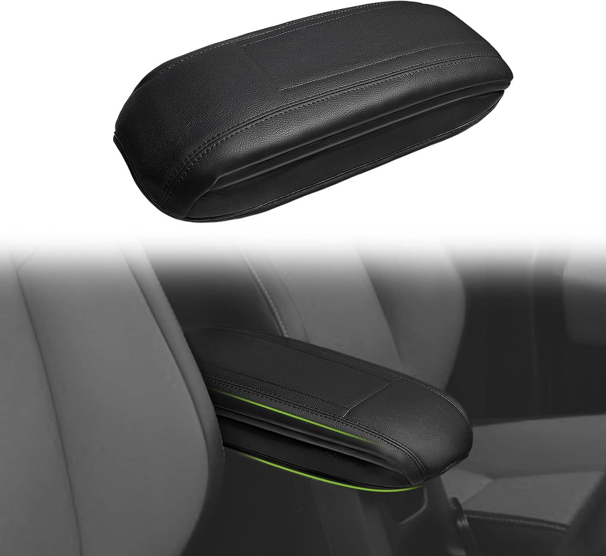 Muslogy Center Console Armrest Cover Compatible with Toyota RAV4 2013-2018 Comfort Armrest Pad Arm Rest Cushion Vegan Leather Protector 1-Inch Extra Thick