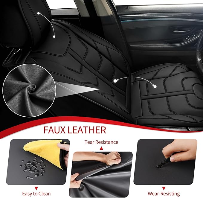 TTX LIGHTING Car Seat Covers fit for GMC Terrain 2010-2026 Full Set: Premium Leather Automotive Seat Cover with Airbag Compatible Waterproof (5 Seats, Black)