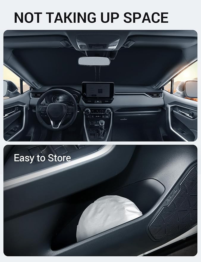 Proadsy 2026 Upgrade Windshield Sun Shade Custom Fit Mercedes-Benz GLC 2023-2025 2026 Foldable Front Sunshade Protector Sun Visor Blocks UV Rays Keep Car Cooler Accessories
