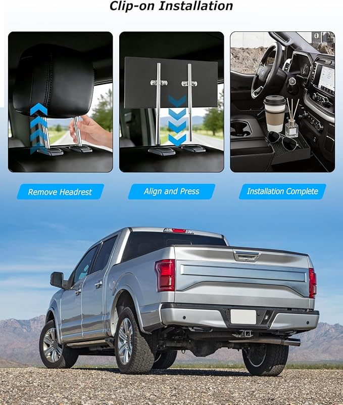 Front Center Console Organizer Headrest Tray Compatible with Ford F150 F250 F350 F450 F550 F650 2011-2025, Truck Center Console Cup Holder Coin Organizer Storage Accessories, Jump Seat Only
