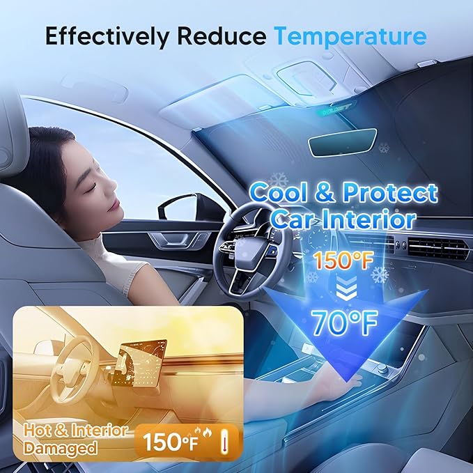 KUST Windshield Sun Shade for Lexus TX 2024 2025 2026 Window Accessories Shade Sun Visor Cover Foldable Block UV Rays