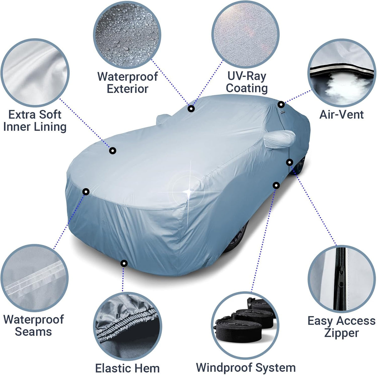 iCarCover Premium Car Cover for 2014-2017 Chevy SS Heavy Duty Waterproof All Weather Automobiles Custom Fit Indoor Outdoor UV Snow Protection Covers with Straps and Bag