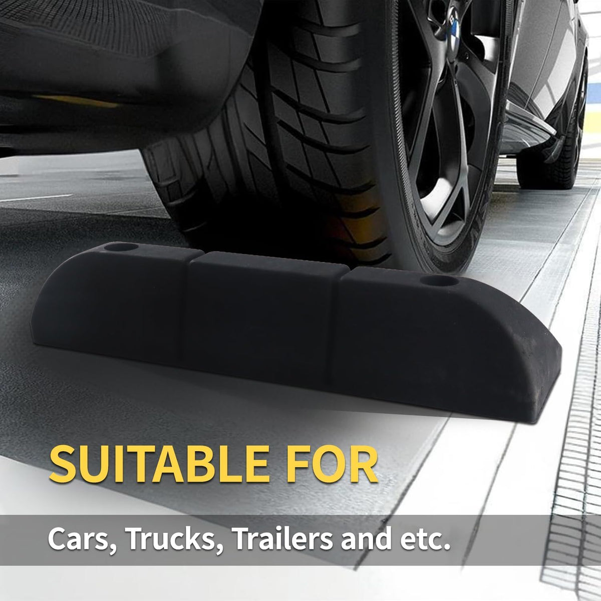 Parking Stopper for Garage Parking Aid 4 Pack Block, Car Truck Curb Floor Parking Lot Wheel Tire Stops Bumpers with Bolt Installation, Rubber Vehicles Aid Gadgets