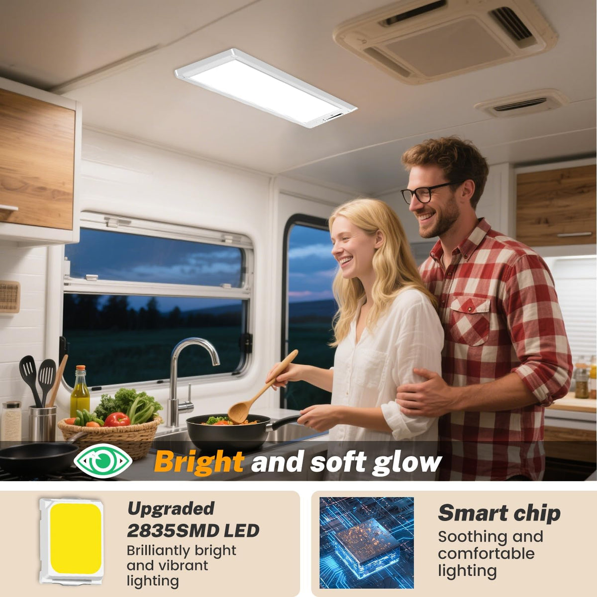 RV Lights Interior,3 Color RV LED Super Bright Fixture,12V RV Ceiling Dome Light with ON/Off Dimmable Switch Energy Saving for RV/Camper/Car/Trailer/Boat