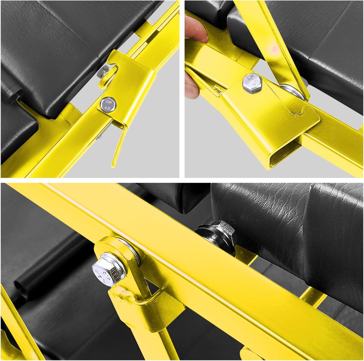 DNA MOTORING 48" 2 IN 1 Folding Rolling Garage Shop Creeper Roller Seat, 7 Pcs 2" Casters, 350 Lbs Weight Capacity, Yellow, TOOLS-00193-YL