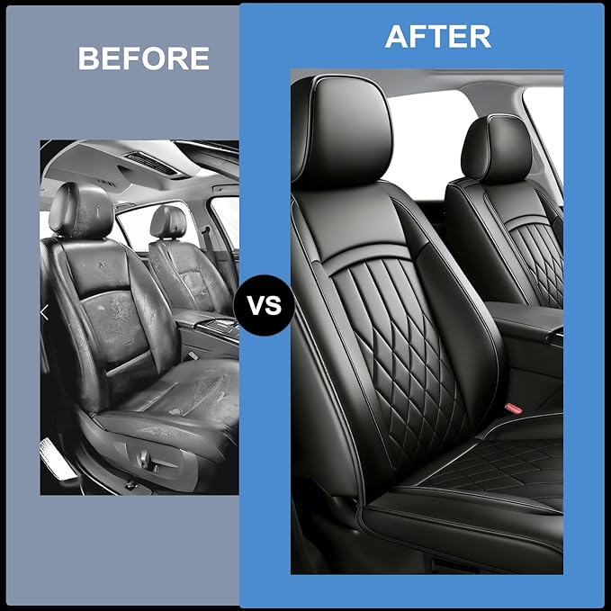 Fit for Sonata Car Seat Covers Compatible with Hyundai Sonata 2004-2026 - Waterproof Breathable Leather Automotive Seat Cushions Protector, Airbag Compatible, Only 2 Front seat Covers Black