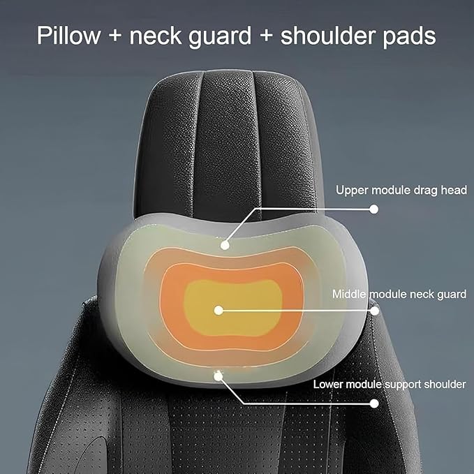 Headrest Lumbar Pillows Car Seat for Honda HRV CRV CRZ BRV 2001-2025, Ergonomic Neck Back Support Cushion, Comfortable Breathable Washable Cover, Memory Foam, Gray