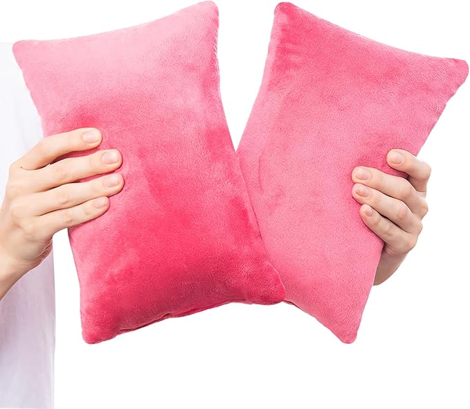 2 Pack Small Pillow, Memory Foam Mini Pillow 11 X 7 Inches for Travel, Sleeping, Nap and Neck, Knee, Lumbar Support, Tiny Cushion for Pet, Dogs (Red)