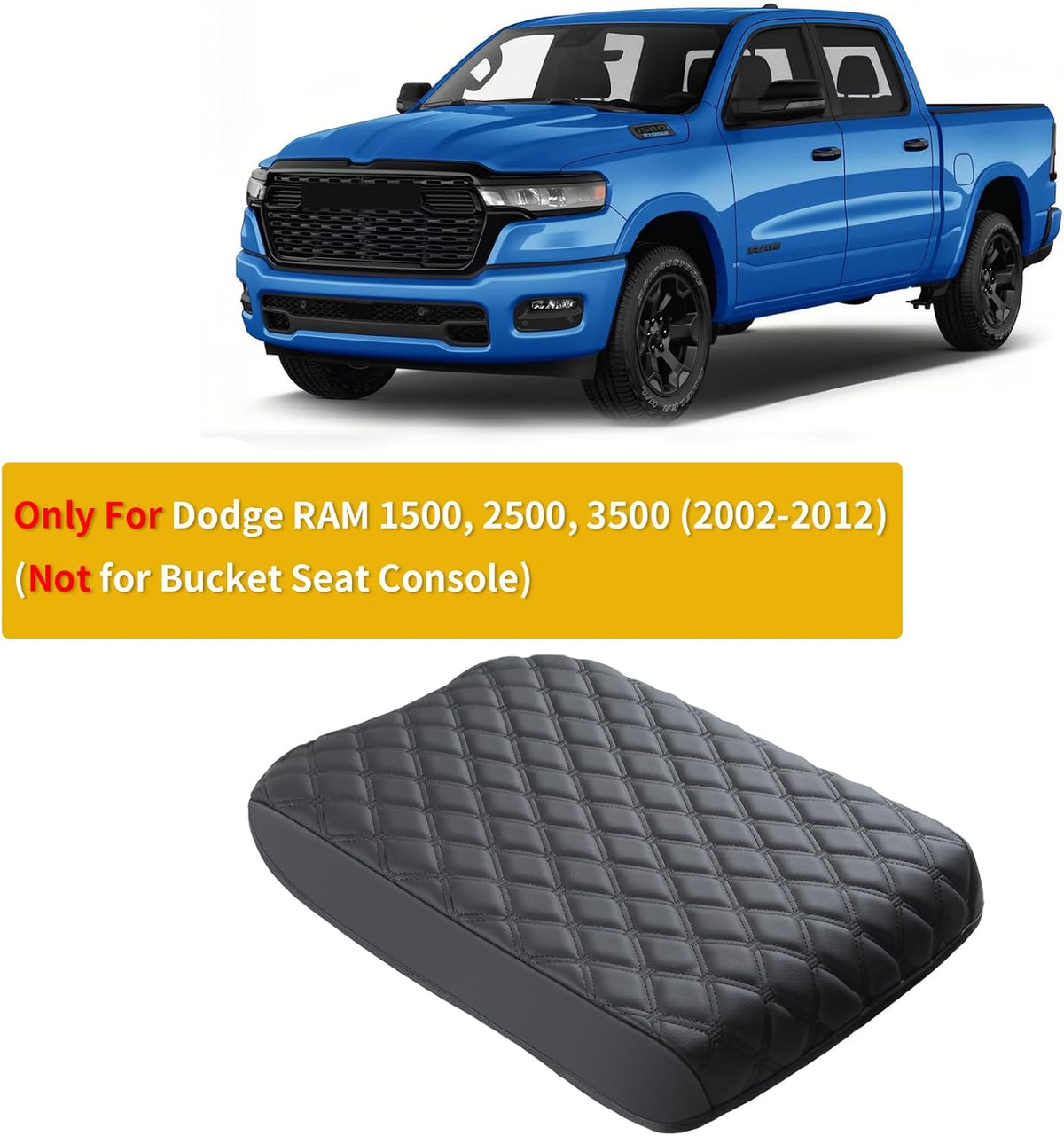 GIANT PANDA Custom Fit Center Console Cover for Dodge RAM 1500 2500 3500 2002 2003 2004 2005 2006 2007 2008 2009 2010 2011 2012 with Jump Seat - Waterproof Armrest Center Cover - Full Protection
