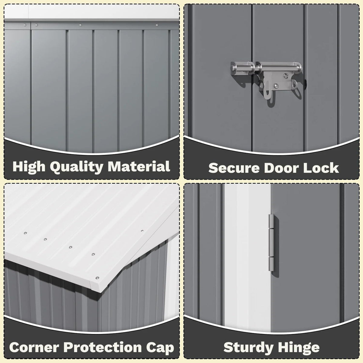 Greesum 8×6FT Outdoor Storage Shed, Metal Patio Storaged Sheds with Lockable Doors, Sheds & Outdoor Storage for Bike, Backyard, Pool and Garden, Gray