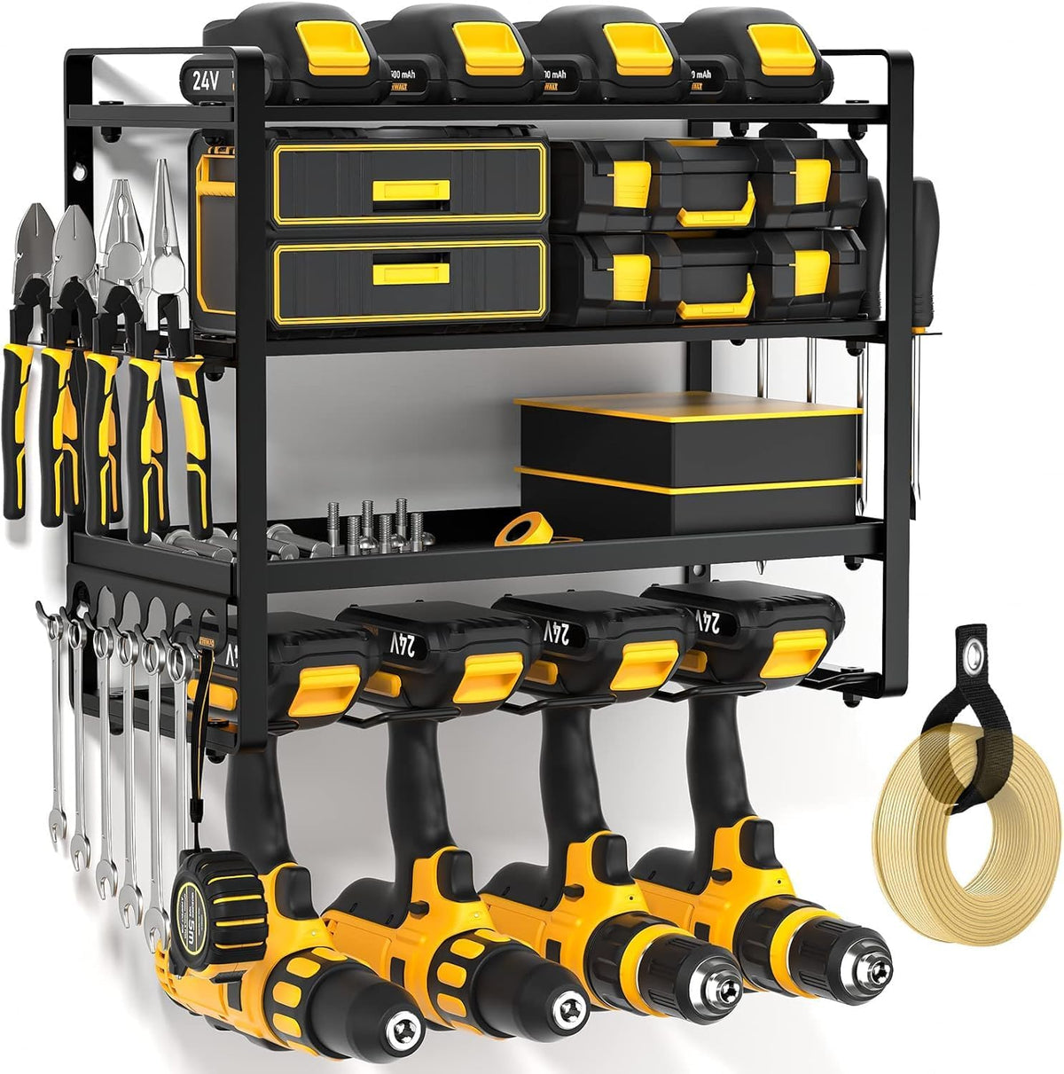 Power Tool Organizer Wall Mount, Heavy Duty Drill Holder, Garage Tool Organizer and Storage, Suitable Tool Rack for Tool Room, Workshop, Garage, Utility Storage Rack for Cordless Drill